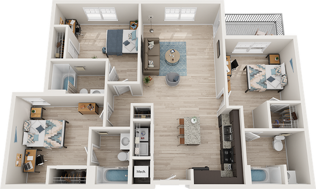 The Park on Morton 3x3 Balcony Platinum Floor Plan