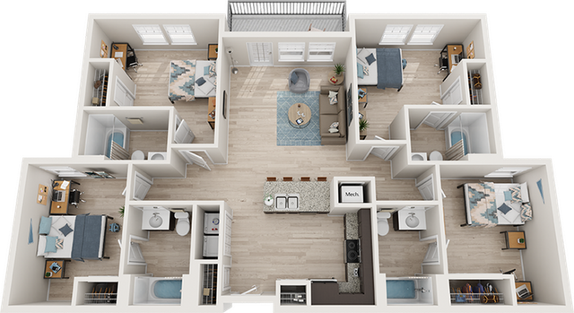 The Park on Morton 4x4 Balcony Platinum Floor Plan