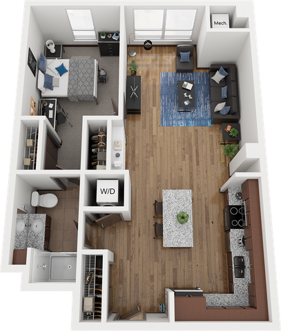 The Bridges Dinkytown A7 1x1 Floor Plan