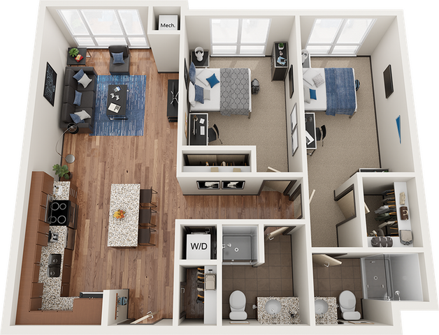 The Knoll Dinkytown B5 2x2 Floor Plan
