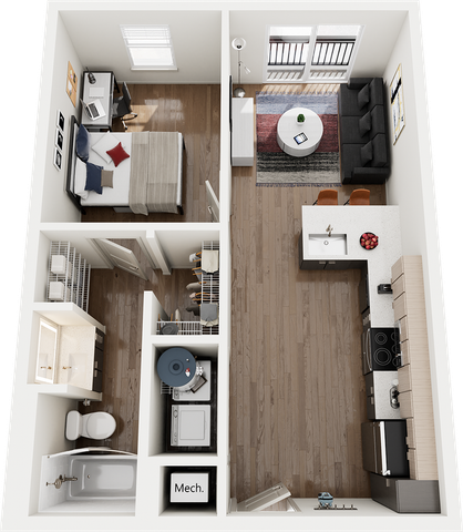 Signature at Varsity A1 1 Bedroom Floor Plan