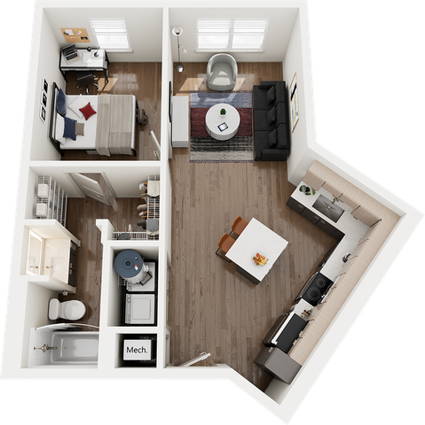 Signature at Varsity A2 1 Bedroom Floor Plan