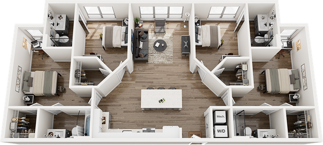 The Gathering at UC 4 Bedroom Floor Plan D1