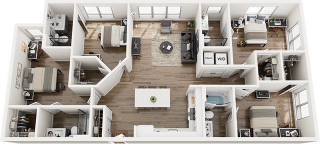 The Gathering at UC 4 Bedroom Floor Plan D2