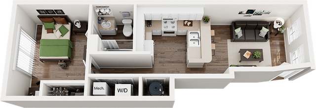 The Province Greensboro 1x1A Floor Plan
