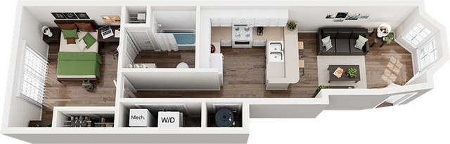 The Province Greensboro 1x1B Floor Plan