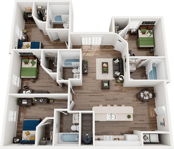 The Province Greensboro 4x4A Floor Plan