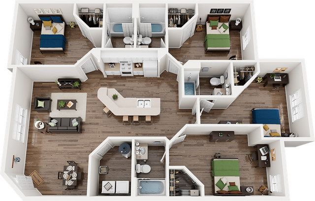 The Province Greensboro 4x4B Floor Plan
