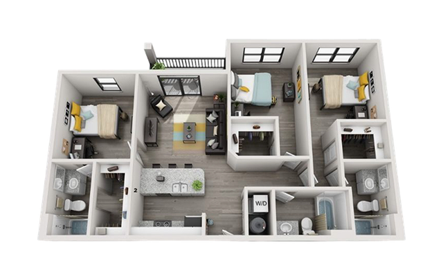 Greene Crossing 3x3-1 Flats VIP Floor Plan