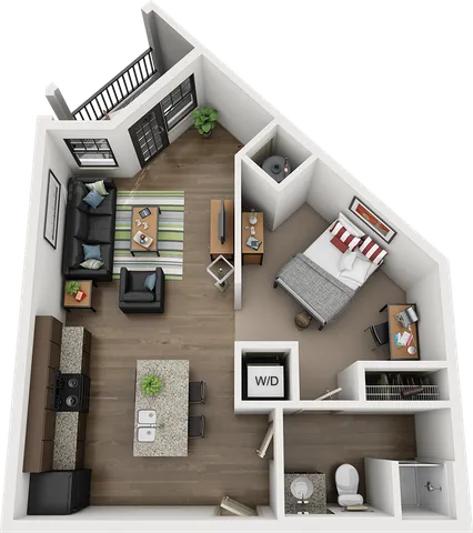 Riverfront Village 1x1 Tradition Floor Plan Image