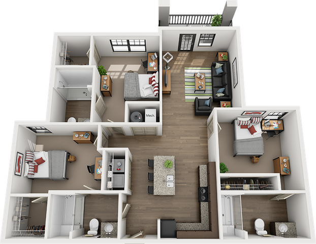 Riverfront Village 3x3 Crimson Floor Plan Image