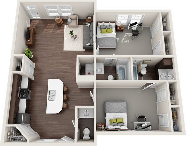 The Avenue at Norman 2 Bedroom Flat Floor Plan