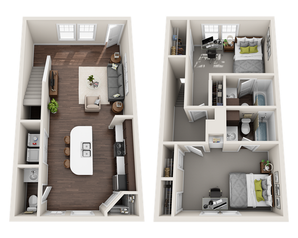 The Avenue at Norman 2 Bedroom Townhome Floor Plan