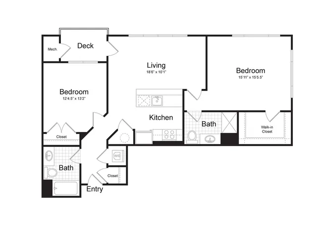 2-Bedroom 2-Bathroom | 1,133 sqft