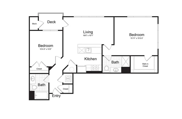 2-Bedroom 2-Bathroom | 1,138 sqft