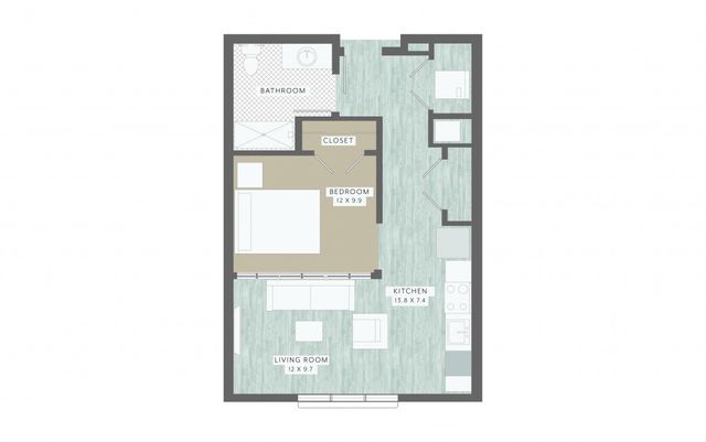 Belmont 1 bed 1 bath 580 sf