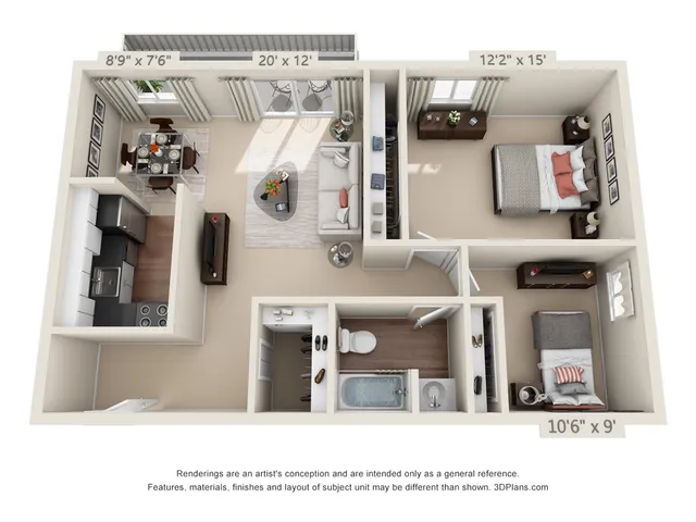 1 Bedroom - 932 SF