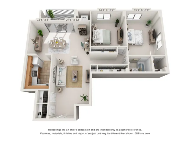 2 Bed 1 Bath - 1189 SF