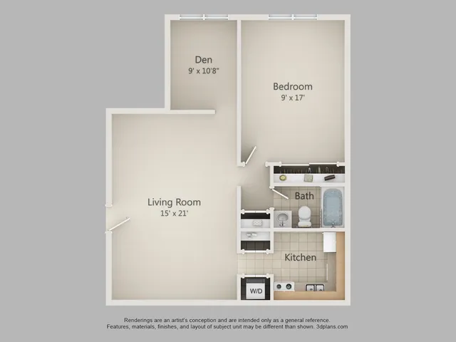 1 Bed 1 Bath w/ Den