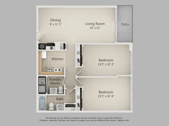 2 Bed 1.5 Bath w/ Den