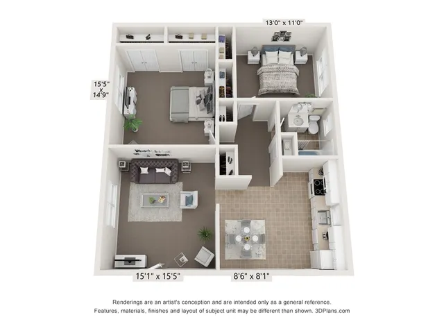 2 Bed 1 Bath Large