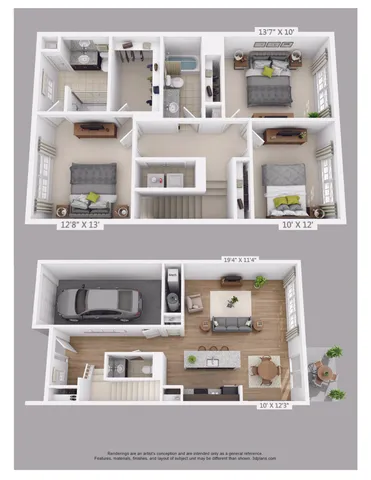 3 Bedroom 2.5 Bath Townhome - 1590