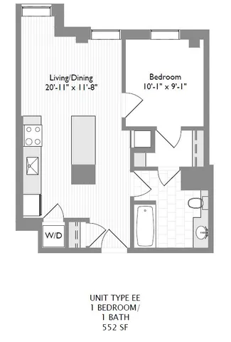 1-Bedroom 1-Bathroom | 552 sqft
