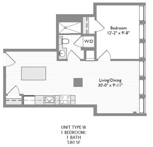1-Bedroom 1-Bathroom | 580 sqft