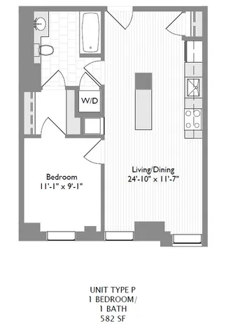 1-Bedroom 1-Bathroom | 581 sqft