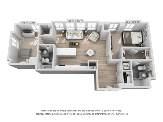 2-Bedroom 2-Bathroom 936 sqft