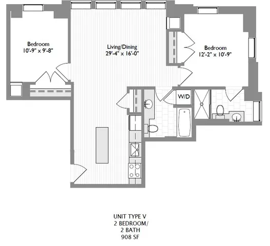 2-Bedroom 2-Bathroom | 908 sqft