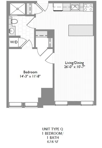 1-Bedroom 1-Bathroom | 626 sqft
