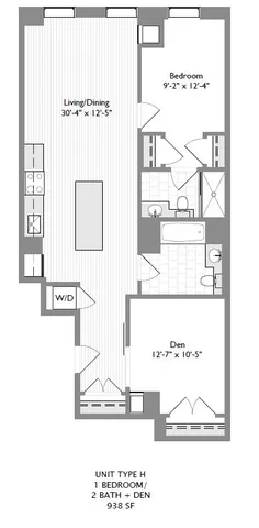 1 bedroom 2 bath w/ Den | 938 sqft