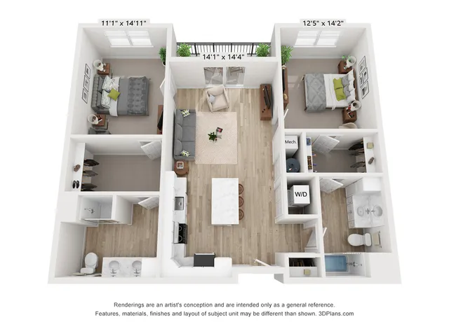2-Bedroom 2-Bathroom | 1,159 sqft