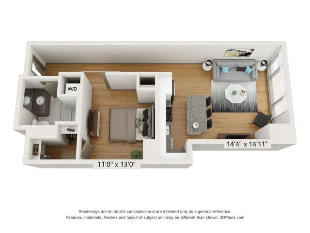 1 Bedroom 748sf