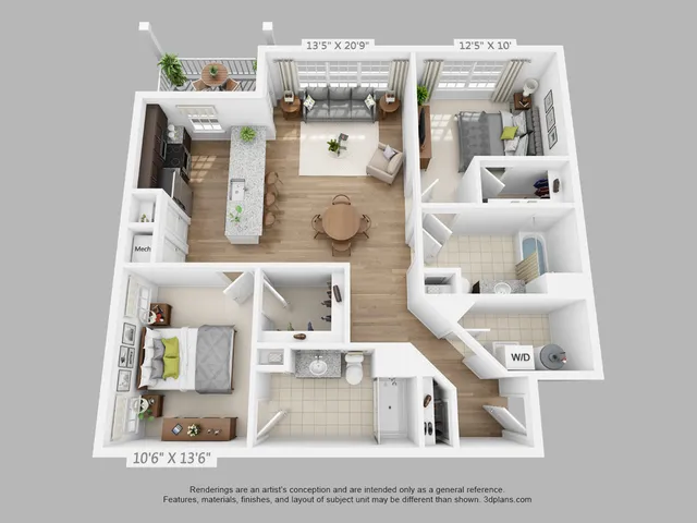 2-Bed, 2-Bath | 1182 sqft B