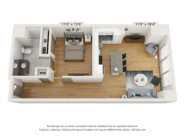 1-Bedroom 1-Bathroom | 805 sqft