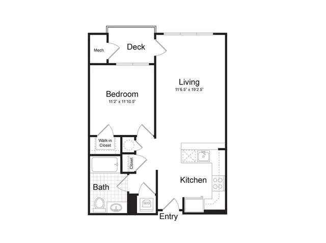1 bed, 1 bath - 706 sf