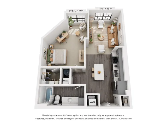 1-Bedroom 1-Bathroom | 772 sqft