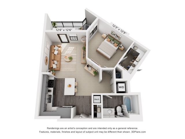 1-Bedroom 1-Bathroom | 808 sqft