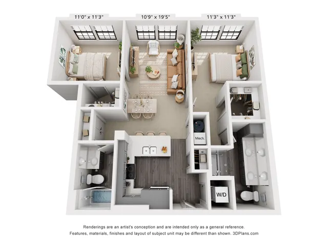 2-Bedroom 2-Bathroom | 992 sqft