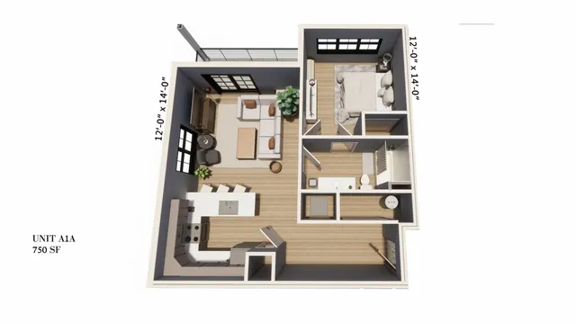 1-Bedroom 1-Bathroom | 750 sqft