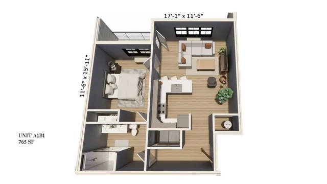 1-Bedroom 1-Bathroom | 765 sqft