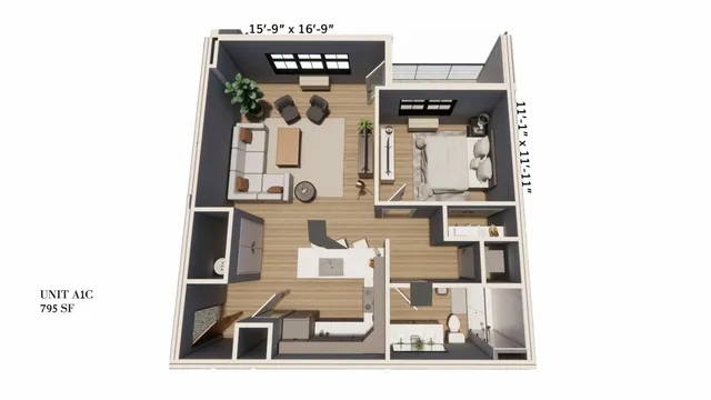 1-Bedroom 1-Bathroom | 795 sqft