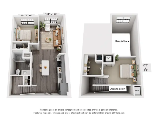 1-Bedroom 1-Bath w/ Loft | 883 sqf