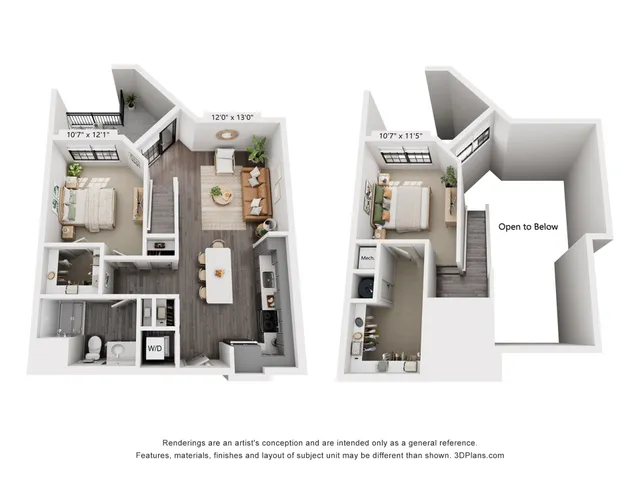 1-Bedroom 1-Bath w/ Loft | 1,067 sqft