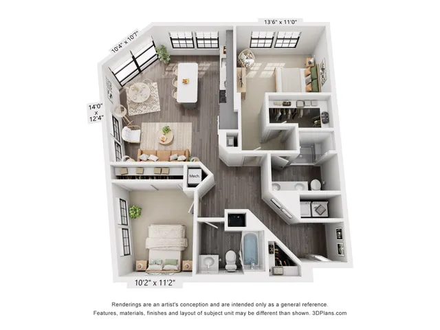 2-Bedroom 2-Bathroom | 1,150 sqft A