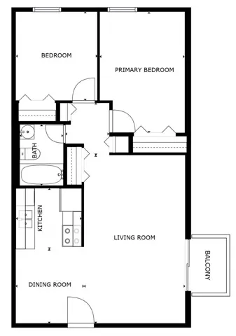 2 Bedroom, 1 Bathroom with Balcony