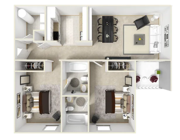 Scholar 2 bedrooms 2 bathrooms floor plan