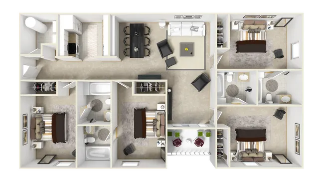 Champion 4 bedrooms 4 bathrooms floor plan